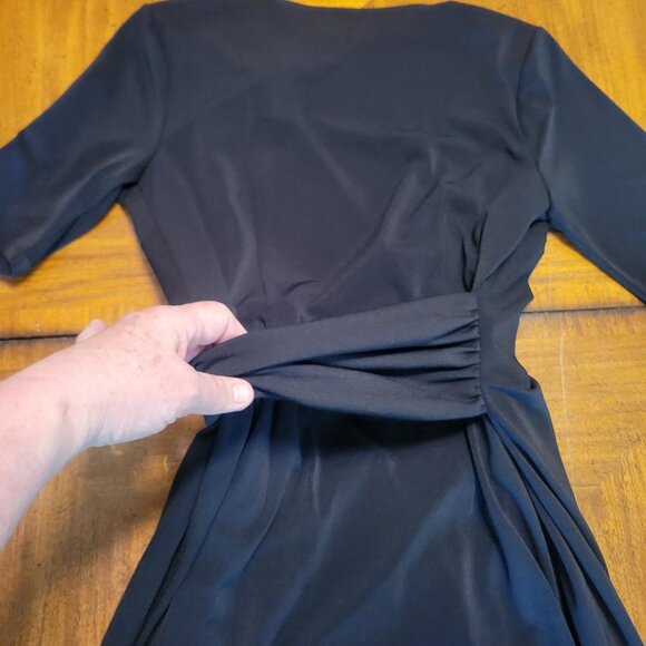 Ann Taylor Black Wrap Top Dress with Gathered Banding at Waist - Picture 10 of 14